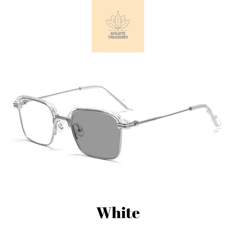 AT-41 Browline White Photocromic Glasses | Kaca Mata Photocromic Unisex