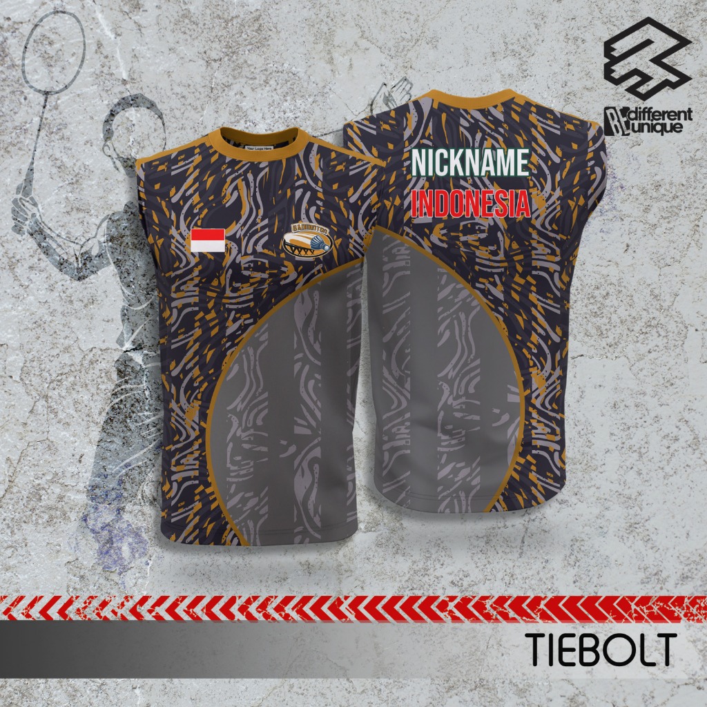 Jersey Singlet Badminton Bulu tangkis Printing Premium Custom Nama 3R Original Badminton Tiebolt