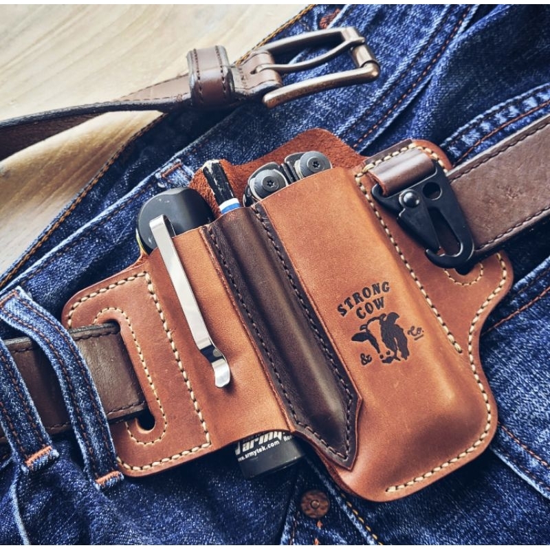 Custom Double Slot Leather Holster for Leatherman Surge / LED / Keyhook