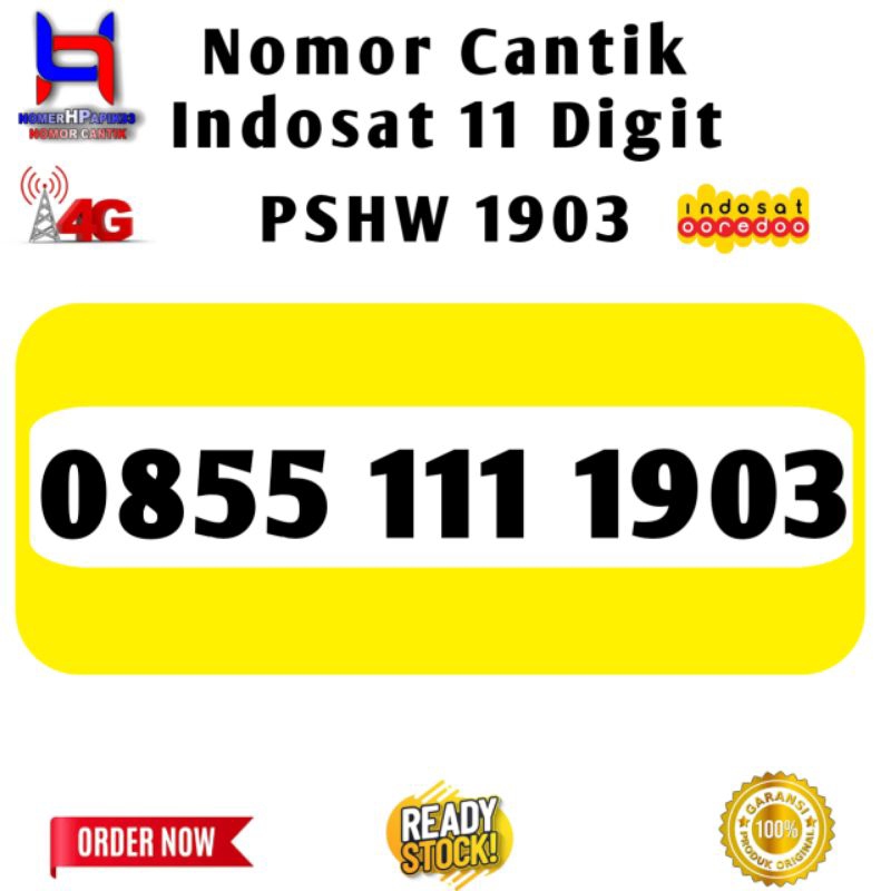 Nomor Cantik Indosat Kartu Perdana Nomor Cantik Im3 seri tahun PSHW 1903 0855 1111903