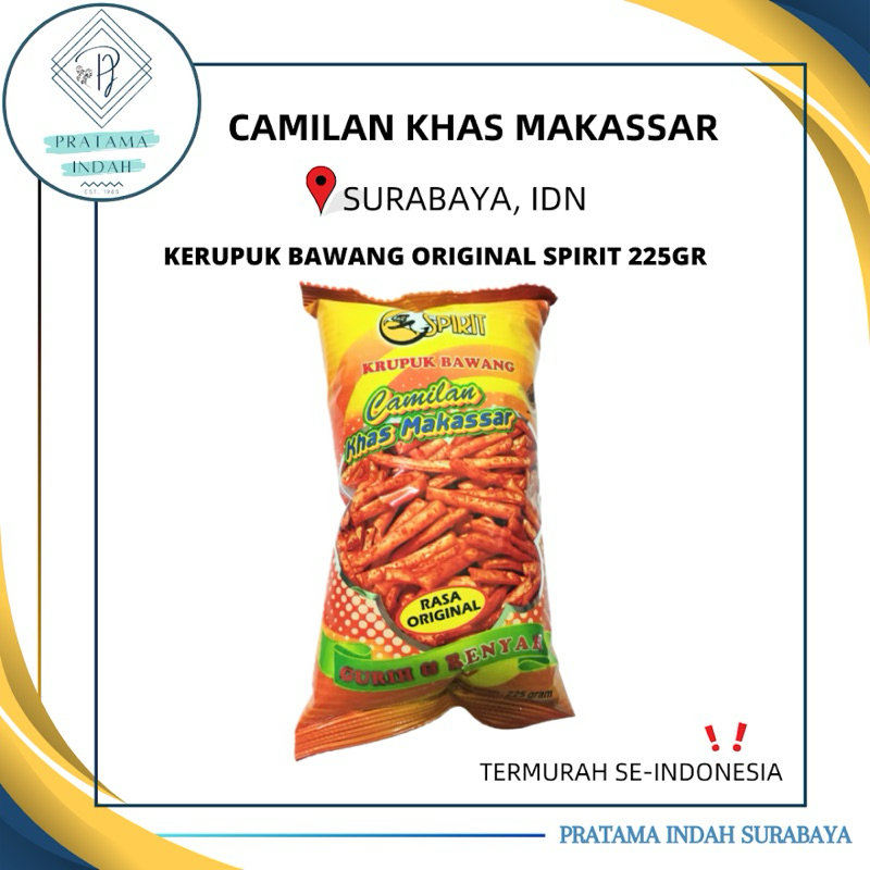 

KERUPUK BAWANG ORIGINAL 225 GRAM MEREK SPIRIT OLEH-OLEH KHAS MAKASSAR (HARGA GROSIR) TERMURAH!!!