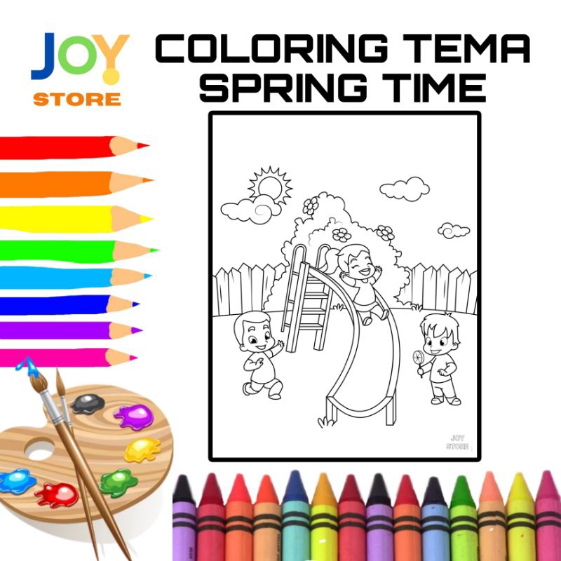 

Kertas Mewarnai untuk Anak TK / SD Ukuran A4 dan A5 150 gsm - Coloring Paper Tema Spring Time Toko Joy Store