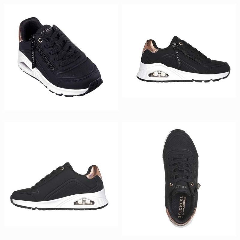 100% Original Skechers Uno Gen1 Girl's Shoes - Black dan Natural Kode Produk : SKE310554LKG
