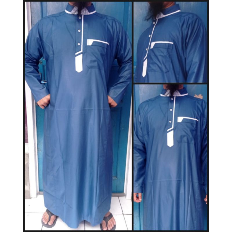 Jubah Gamis Pria Dewasa Lengan Panjang | Gamis Jubah Kombinasi Warna Pecah Pola | Gamis Jubah Arab M