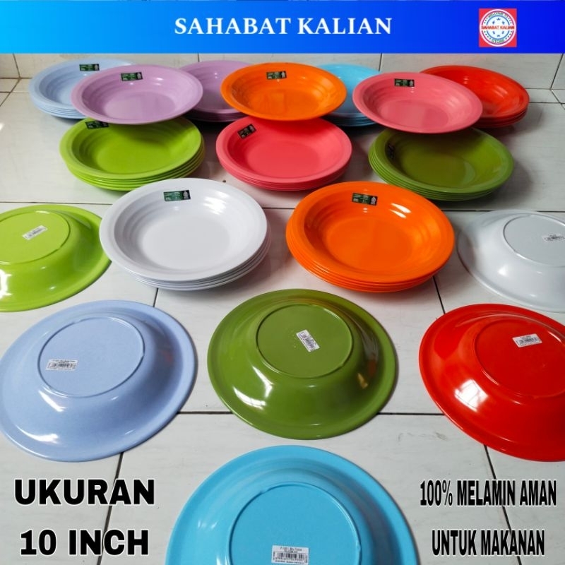 (6 Piring)  Piring Melamin Golden Flying Fish P1001 Ukuran 10 Inch