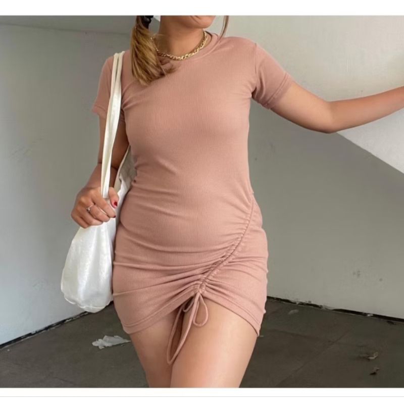 CHIKA BODYCON DRESS - BODYCON DRESS SERUT SAMPING - MIDI DRESS SERUT - RIB DRESS