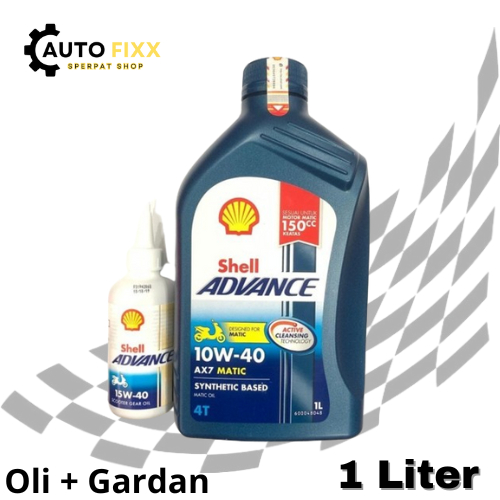 PAKET OLI SHELL AX7 MATIC 1 LITER DAN 1 GARDAN 100% ORIGINAL SHELL