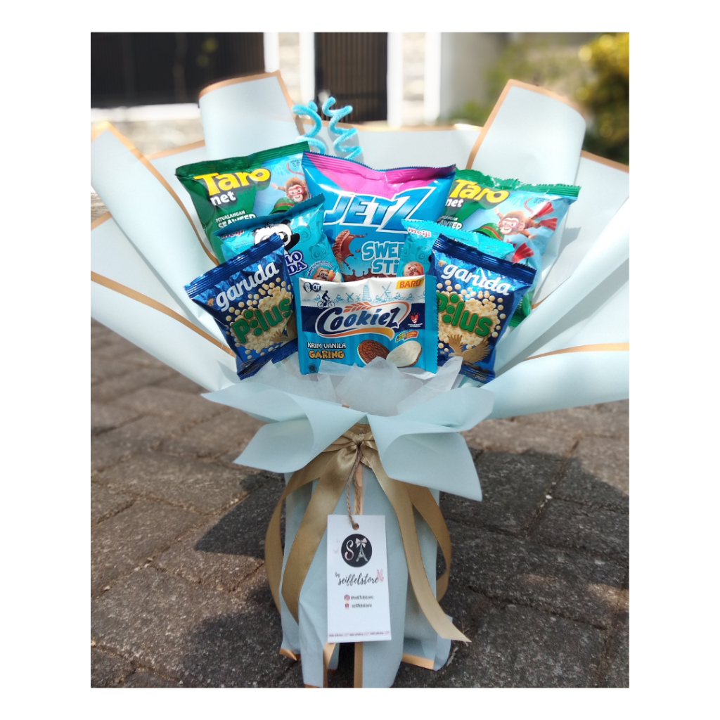 

BOUQUET SNACK | BUKET JAJAN | KADO WISUDA GIFT ULANG TAHUN | BOUQUET SNACK 35 RIBU I SEIFFELSTORE