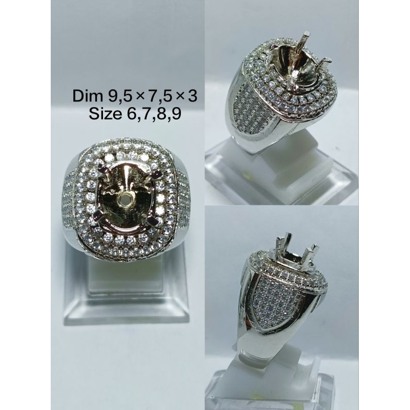 Ring cincin/emban alpaka microsetting full zirkon/Diamond tumpuk
