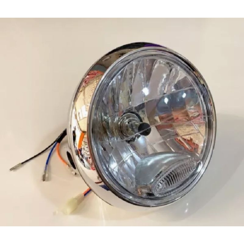 Headlamp Reflektor Plus Mika Kaca Lampu Depan Bulat Cover Crom PNP Semua Motor RX King Vixion Old Ti