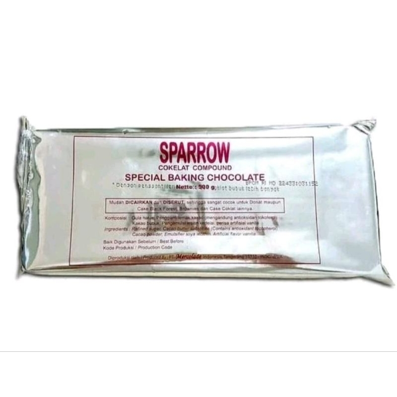 

Sparrow dark chocolate compound repack 250 g coklat blok batang kemasan ulang