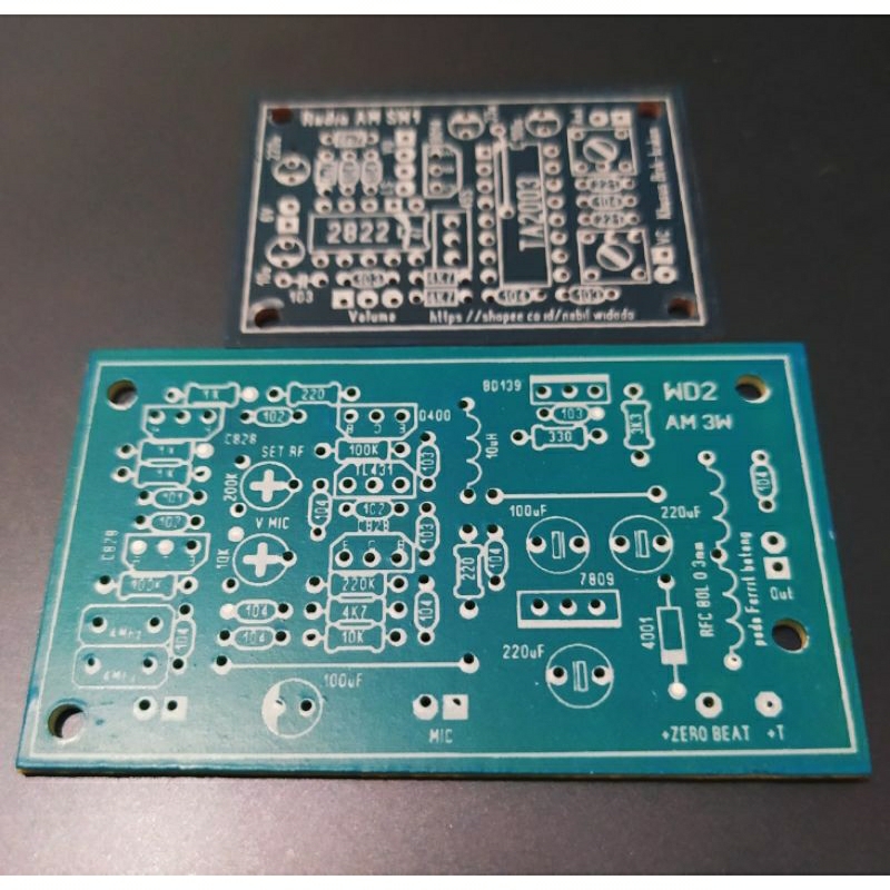 PCB Radio BRIK Transmitter & Receiver AM (PCB SAJA) TX-RX Terpisah. TX AM 3W TL431. RX AM TA2003.  P