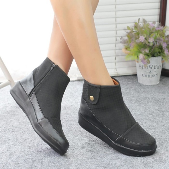cuero sepatu wedges boots wanita kulit sapi terpopuler