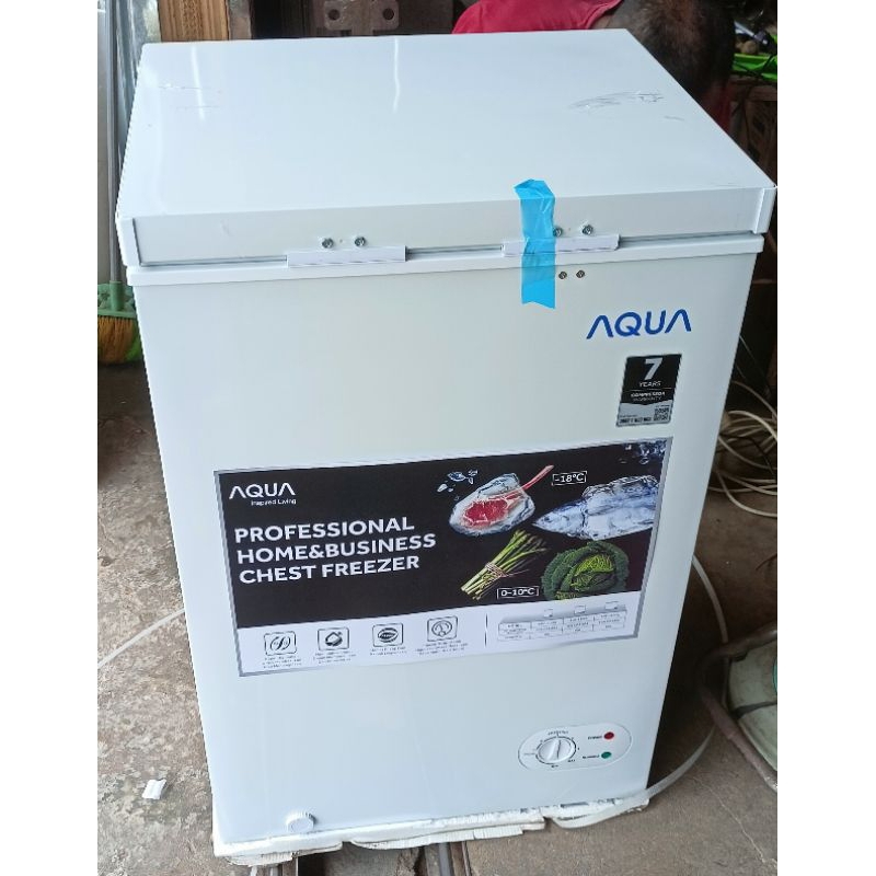 Aqua lemari es 100 liter aqf-110fa chest freezer jambi box frizer daging ikan cold chain kulkas wide