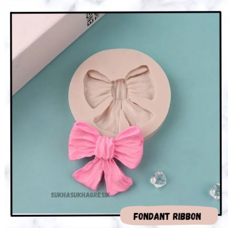 CETAKAN FONDANT Hias Kue Cetakan Silikon Clay Gumpaste Pita Ribbon 1 Cav