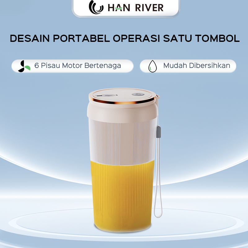 HAN RIVER Blender Portable 400ML Mini Juicer Usb Rechargeable Portable Listrik Blender Jus Buah