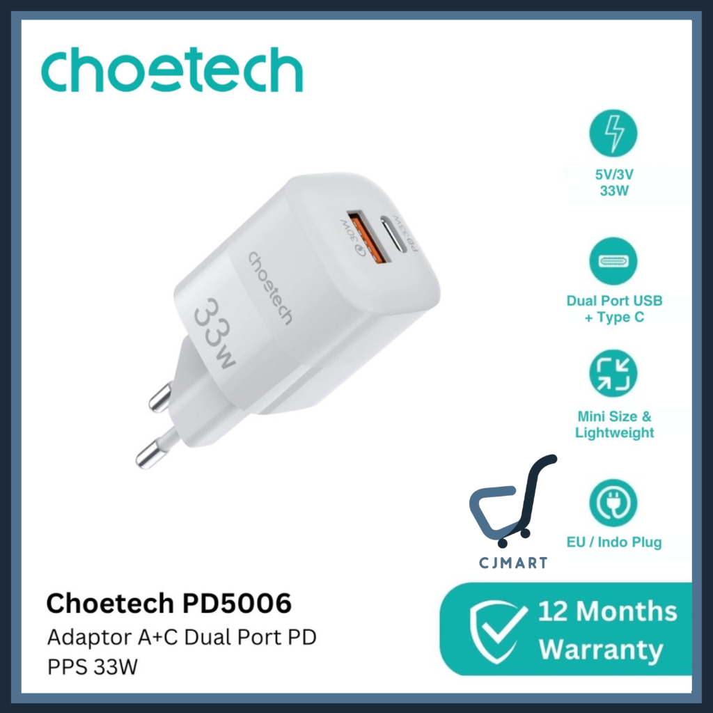 Choetech A+C Dual port PD PPS 33W Wall Charger PD5006