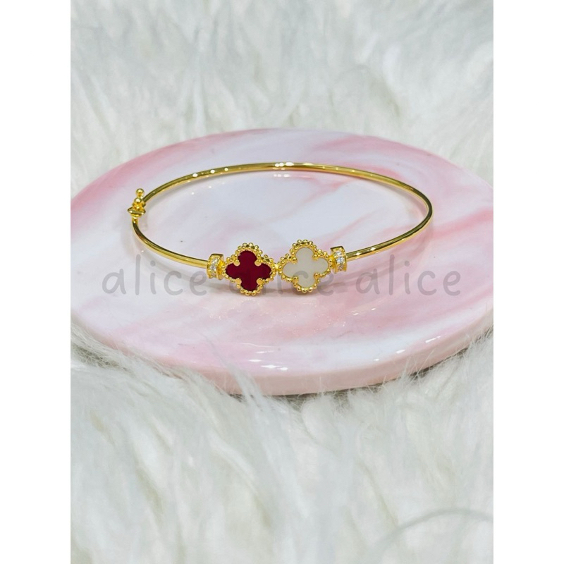 Gelang Bangle Clover merah putih emas asli kadar 875