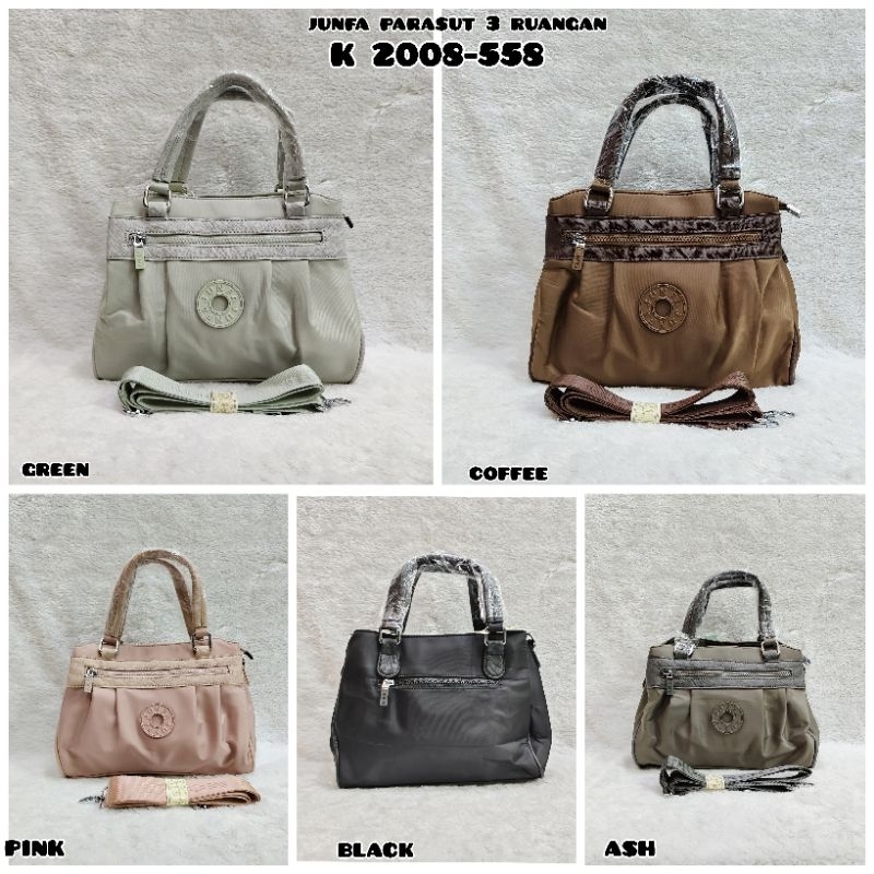 TERBARU   TAS SELEMPANG JUNFA MODE K2008-558 BAHAN PARASUT 3 RUANG