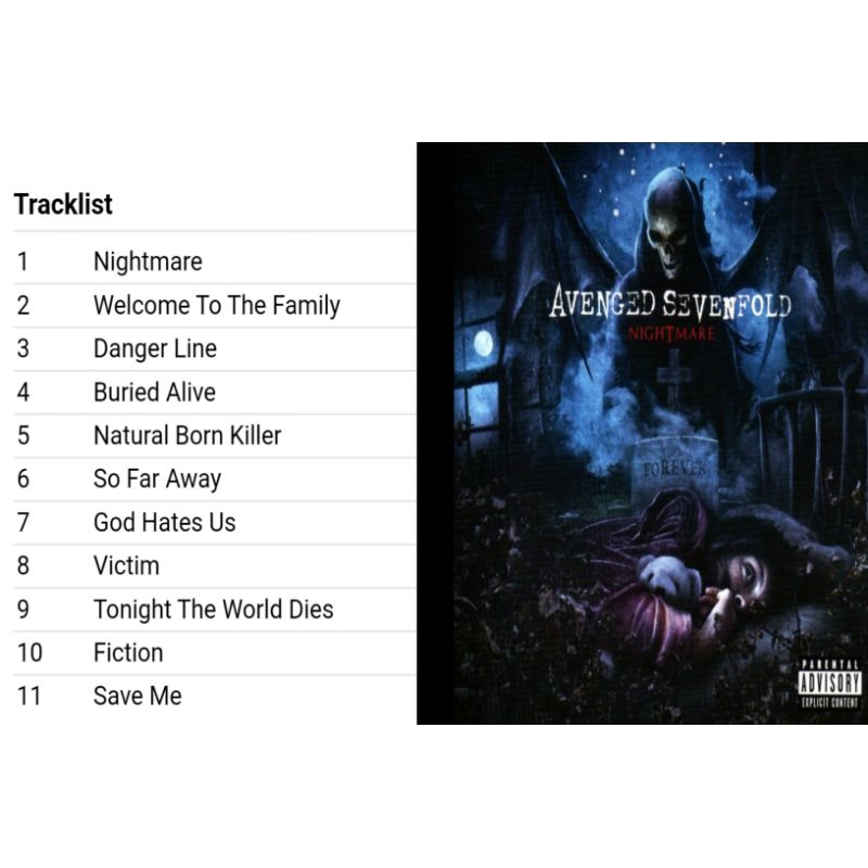 avenged sevenfold cd album nightmare 2010