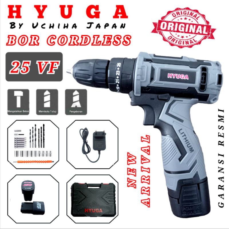 25vf mesin bor impact drill Hyuga / bor baterai Hyuga / bor tanpa kabel ORI