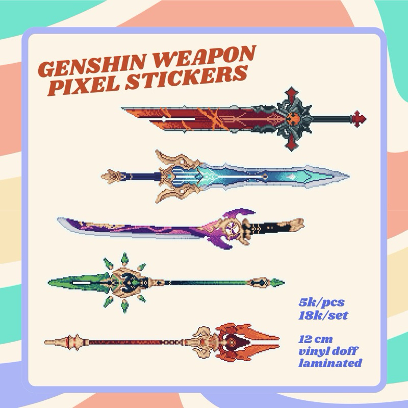 

Genshin Weapon Pixel Art Stickers Fan Merchandise