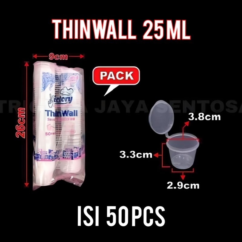 (isi 50pcs) Thinwall cup 25ml 35ml 60ml 100ml 150ml tempat saos sambal puding plastik / pack cup