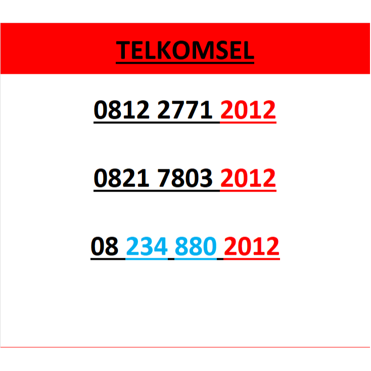 Nomor cantik simpati seri tahun 2012 murah lengkap w250