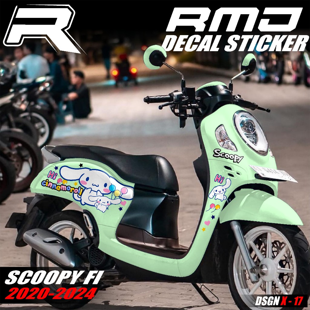 Decal Scoopy New Prestige 2020 2021 2024 Dekal Stiker Variasi Motor Full Blok Motif Lucu Cinnamoroll