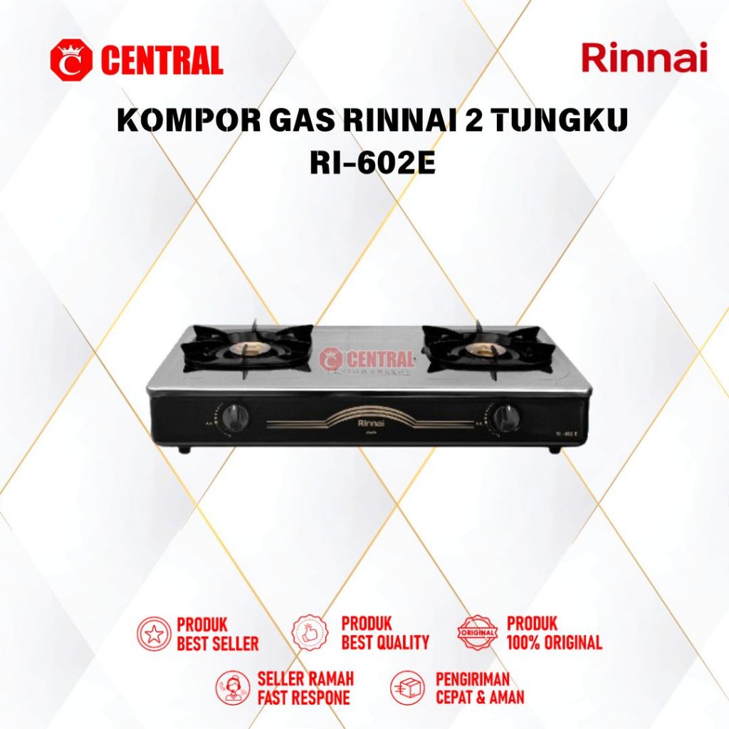 KOMPOR GAS RINNAI 2 TUNGKU RI 602 E / RI-602-E / RI602E