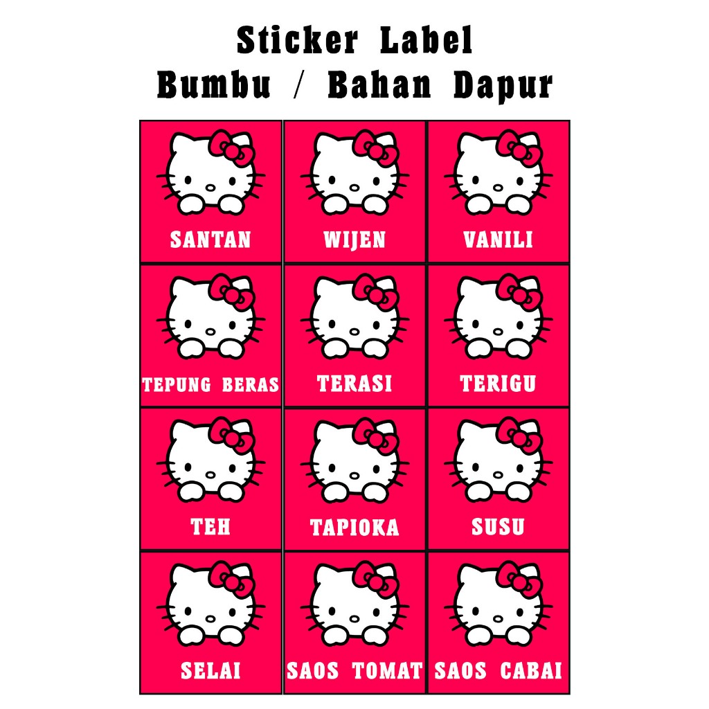 

Sticker Bumbu Dapur Isi 48 pcs Hello Kitty