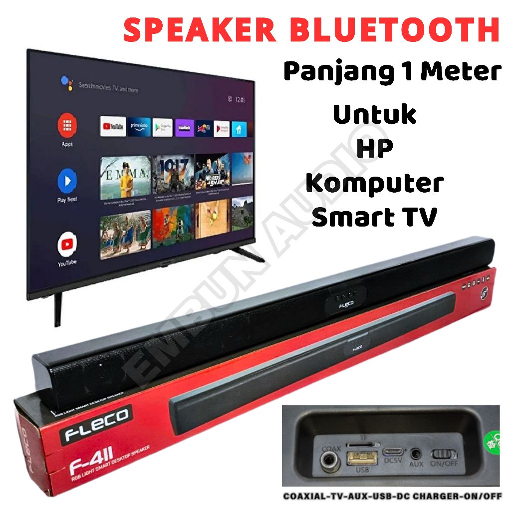 Speaker Bluetooth Panjang 1 Meter FLECO F-411 Cocok Untuk Speaker TV/HP/Komputer Suara Extra Bass Sp