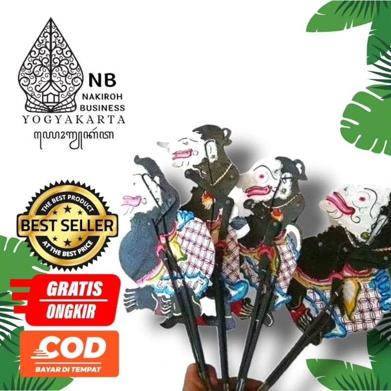 NAKIROHBUSINESS wayang kulit punokawan hitam bahan kulit sapi asli
