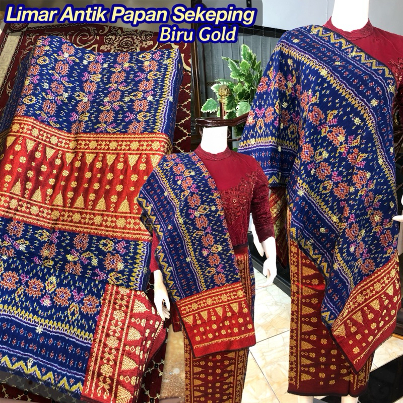 Songket Limar Antik Papan Sekeping Biru/ songket tenun asli palembang /ilham songket palembang
