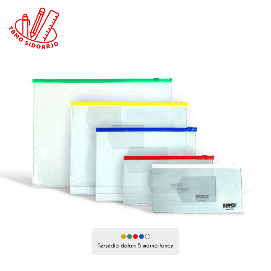 

TBMO Pocket File BIG Zipper Folder File Plastik Transparan Name Tag BIG 9006 A6 A5 A4 F4 Per Pcs