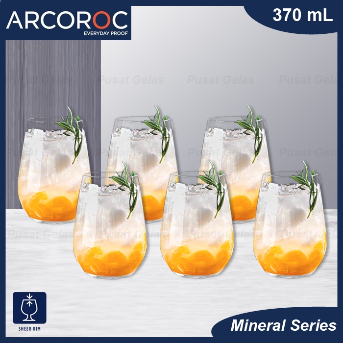 1 SET 6 PCS ARCOROC Gelas Wine/Gelas Stemless/Gelas Merry/Gelas Elegan/Gelas Kaca/ARCOROC Whisky Gla