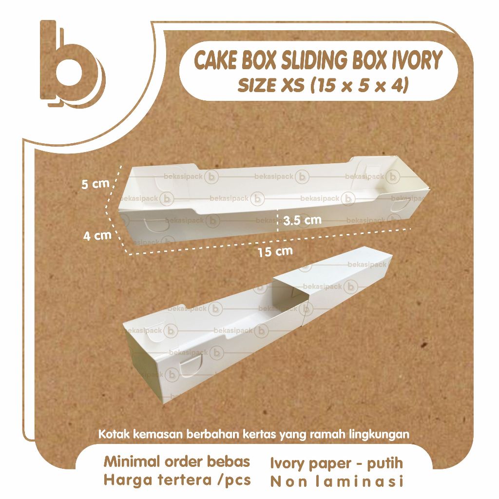 

Cake Box Sliding Box XS Ivory Natural 15x5x4 I CBSBXSIN00481
