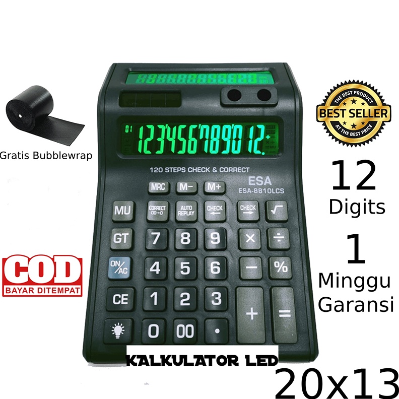 

KODE B3S Kalkulator Digital LED Lampu Hijau 12 Digit Kalkulator ESA 881lcs LED