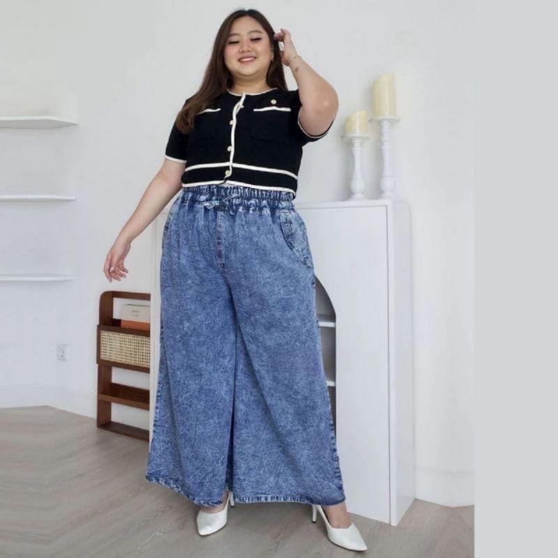 CELANA KULOT JEANS SNOW BIG SIZE JUMBO 100 kg