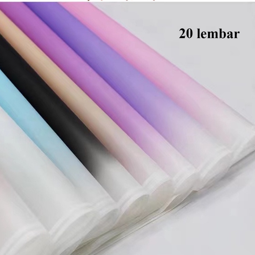

Premium 2 LEMBAR FLOWER WRAPPING GRADIENT COLOR CELLOPHANE WATEROOF KES BUKET BUNGA FLOWER WRAP PEACK KB6294