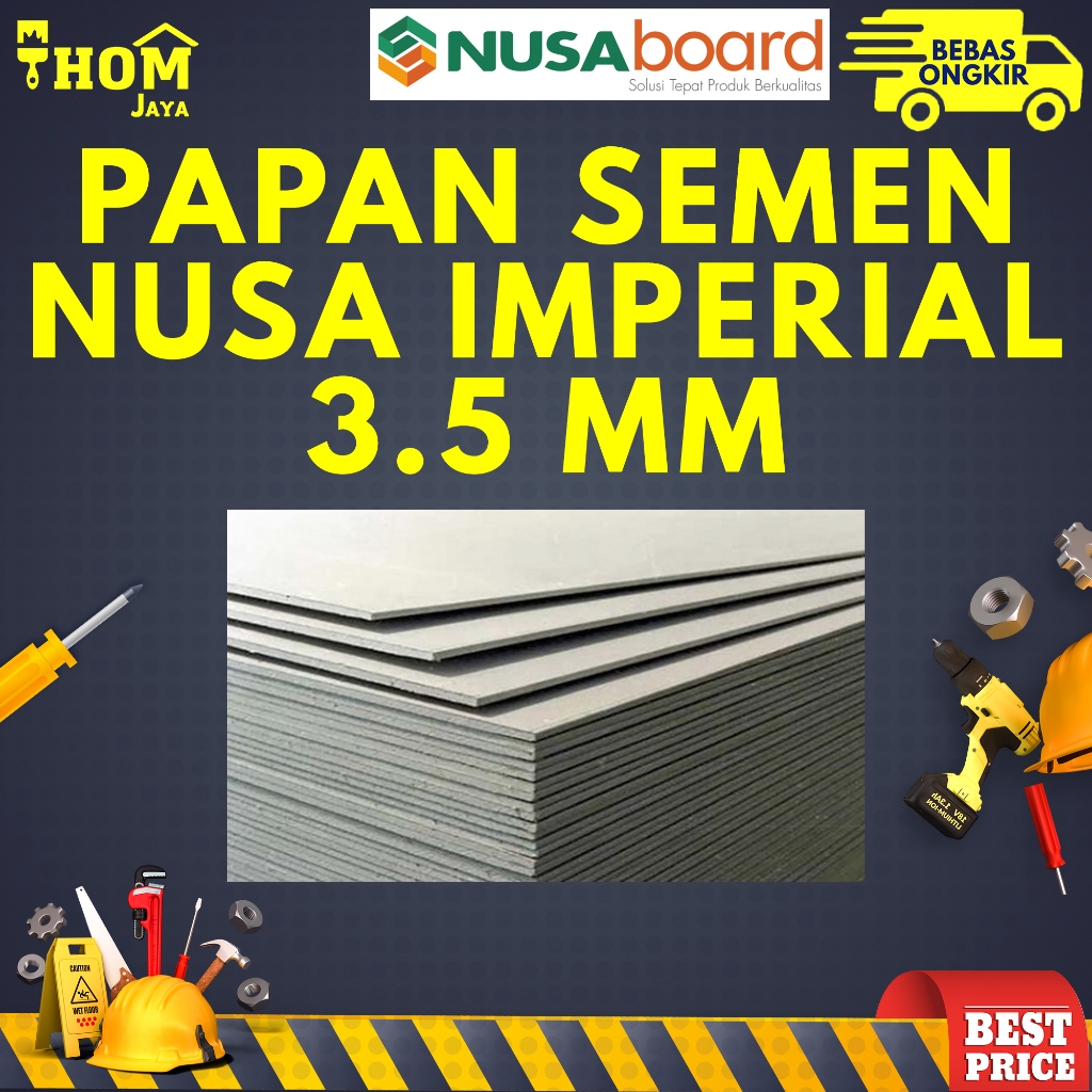 PAPAN SEMEN / PAPAN KALSIT / PAPAN GRC - TEBAL 3.5 MM - NUSA BOARD IMPERIAL