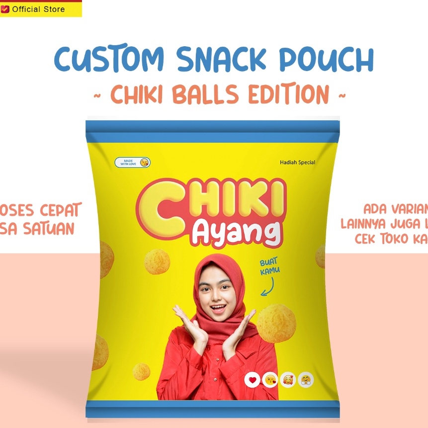 

KI3 Snack Custom Foto Teks Bungkus Pouch Jumbo Ala Chiki Balls Edition