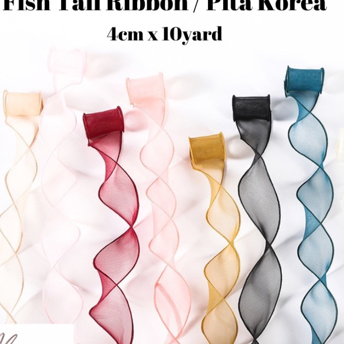 

HJ6 Fishtail Ribbon Pita Organza Korea Keriting Wavy Transparan