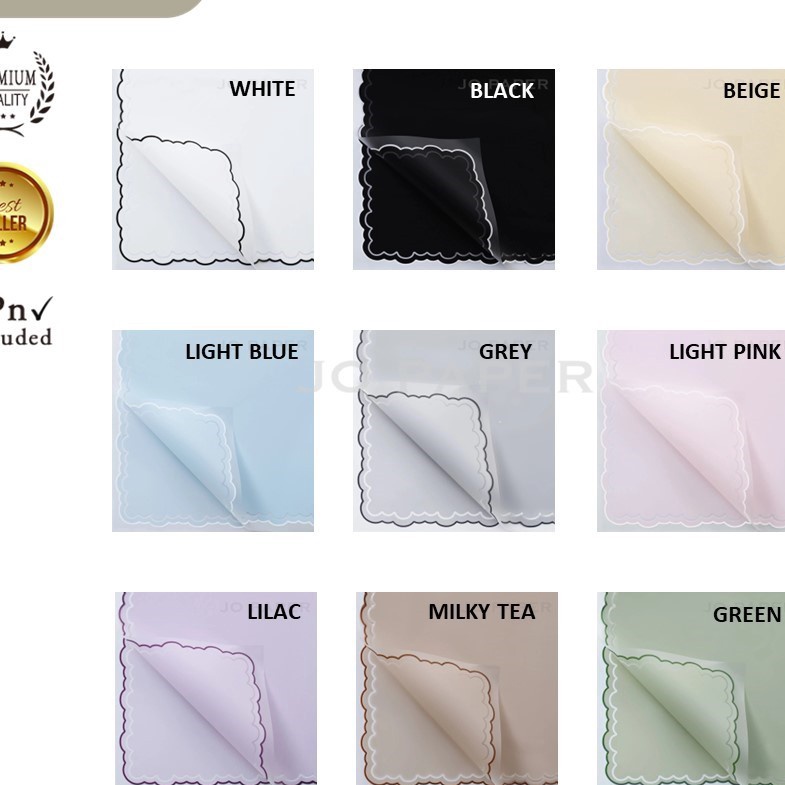 

KI3 2 LEMBAR Flower Wrapping Paper Varian List Cloud Awan Frame Transparan Kes Buket Bunga Cellophane Florist Kes Kado