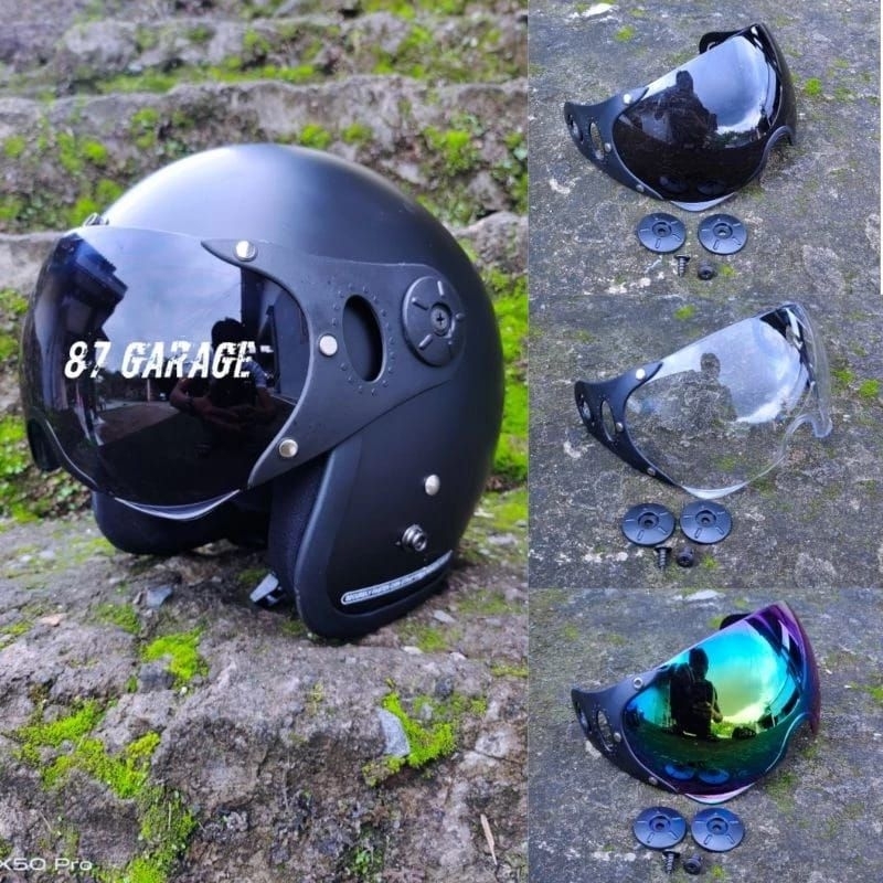 KACA HELM PILOT CAKIL RETRO KLASIK FULL FACE