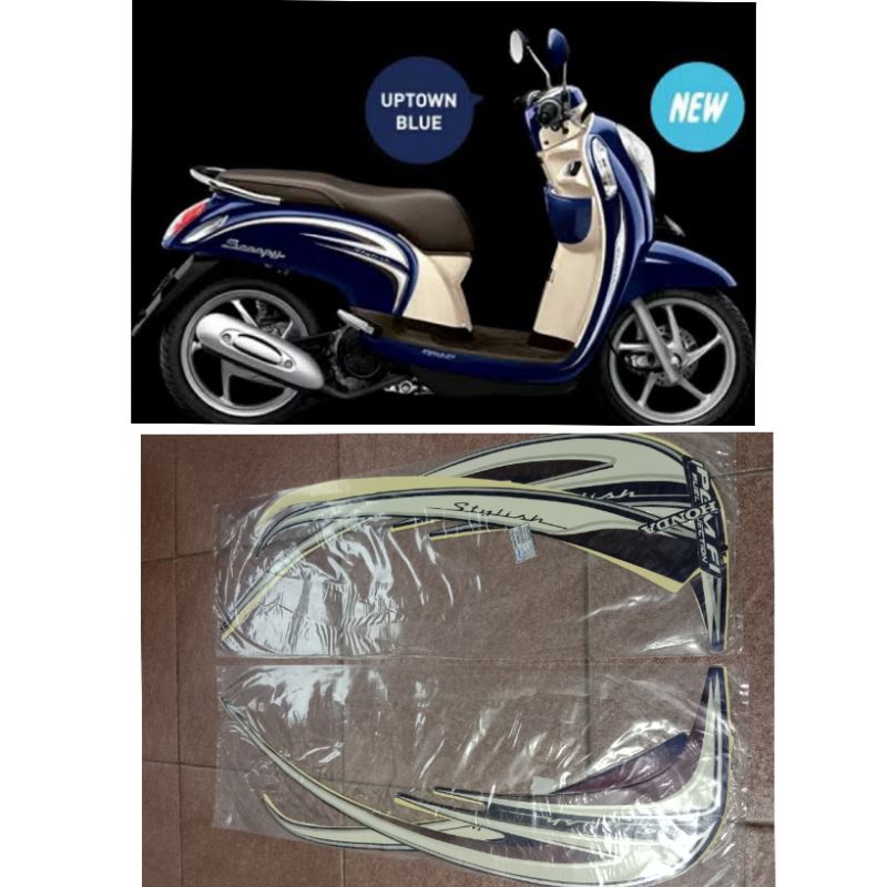 Sticker striping scoopy stylish 2014 biru navy / Lis body scoopy stylish 2014 navy
