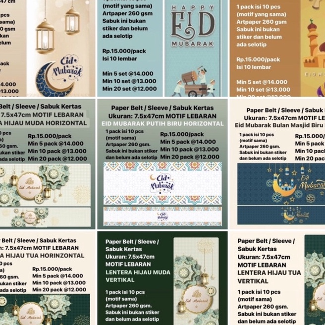 

HJ6 Paper Belt Sleeve Sabuk Kes MOTIF LEBARAN IDUL FITRI Ukuran 75x47cm