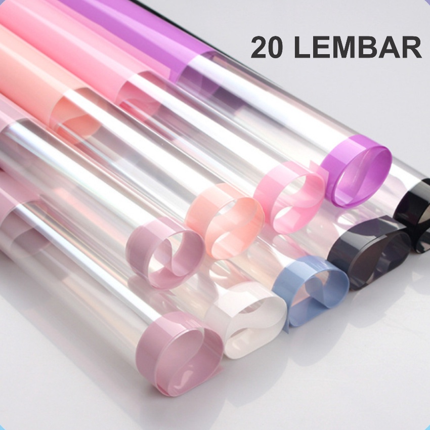 

Diskon 2 LEMBAR Kes Buket Cellophane Flower Wrapping Paper Color Frame Transparan List Wateroof KB654