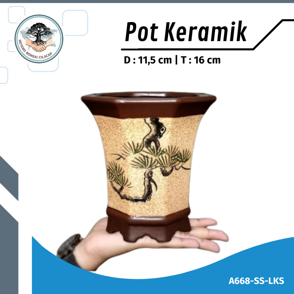 VARIASI Pot Keramik Tinggi Cascade Bonsai Tanaman Hias