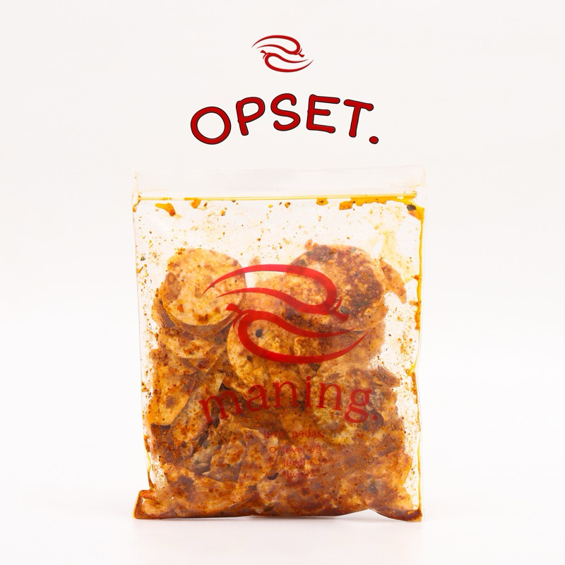 

MANING - OPSET KEMASAN REGULER (opak pedas / cemilan pedas / keripik pedas)